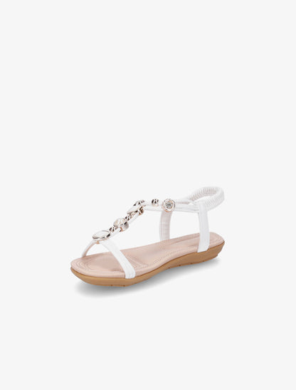 Nu-pieds à empiècement bijoux et strass - Blanc - 3