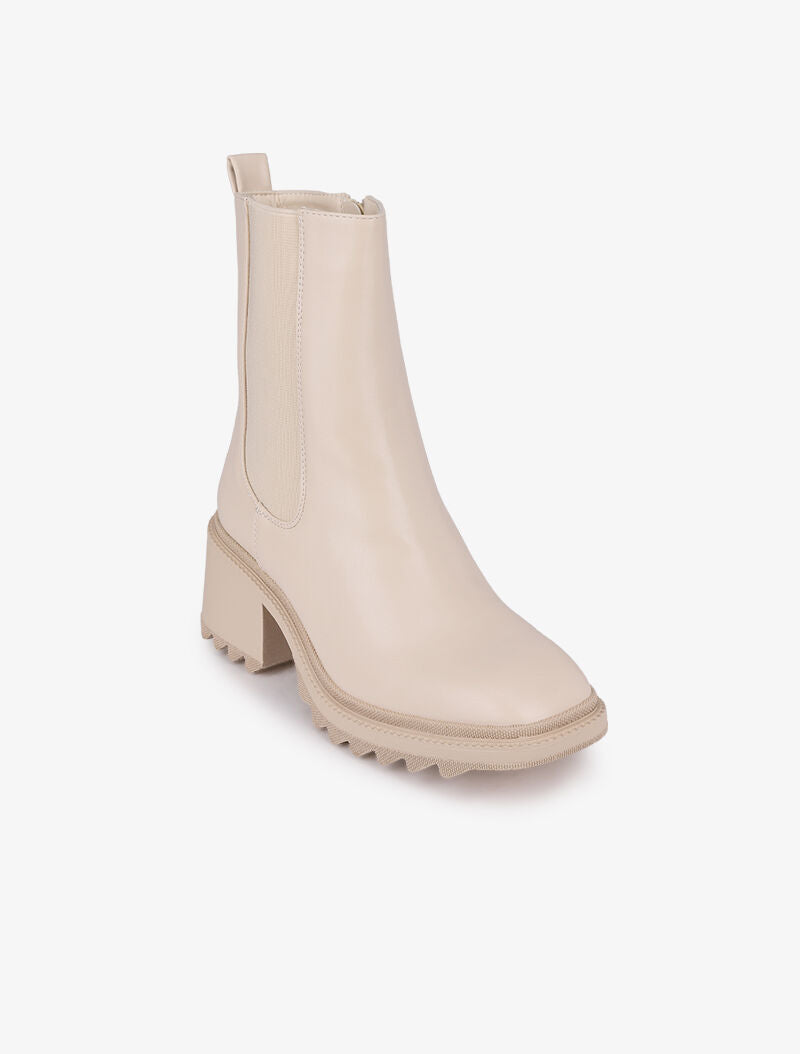 Boots montantes à bouts carrés - Beige - 3
