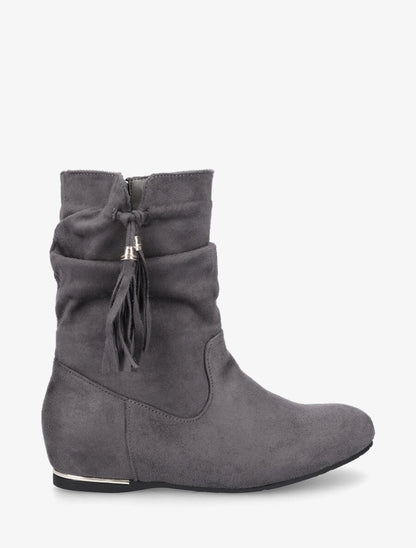 Bottines plates à empiècement métallique - Gris - 1
