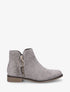 Bottines plates en suédine à double zips - Gris - 1