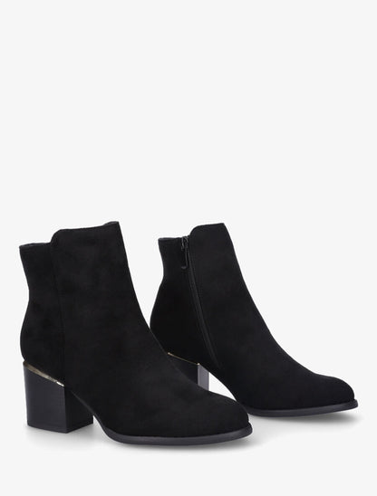 Bottines en suédine à talon - Noir - 4