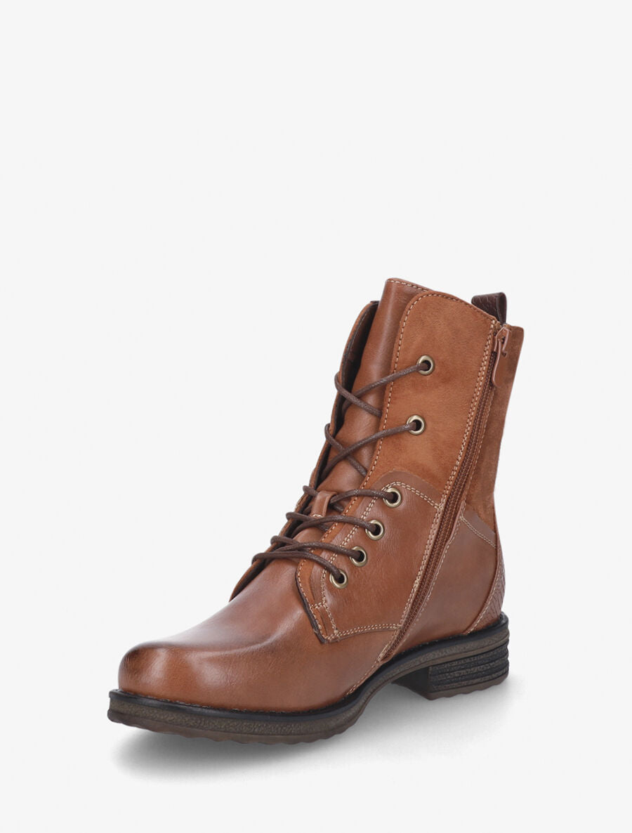 Rangers à zip en simili et suédine - Camel - 3