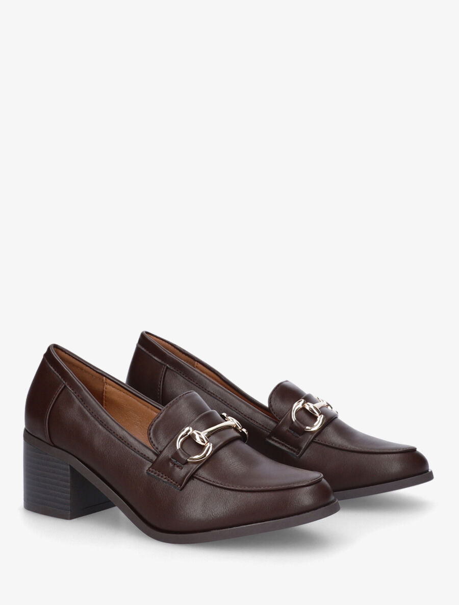 Mocassins à talon et boucle - Marron - 4