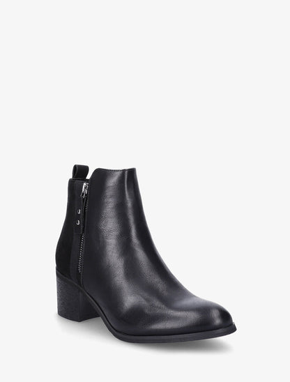 Bottines bi-matière à zip - Noir - 2