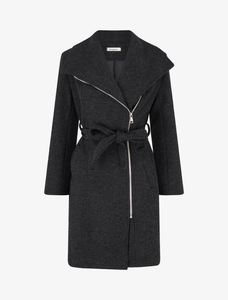 Duffle-coat uni à capuche - Gris anthracite - 1