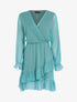 Robe volantée à pois brodés - Turquoise - 1