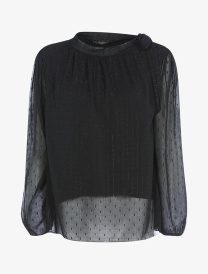 Blouse en voile une épaule à nouer - Noir - 1