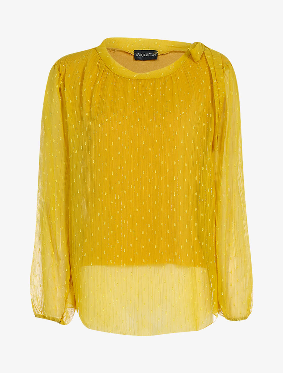 Blouse en voile une épaule à nouer - Moutarde - 1