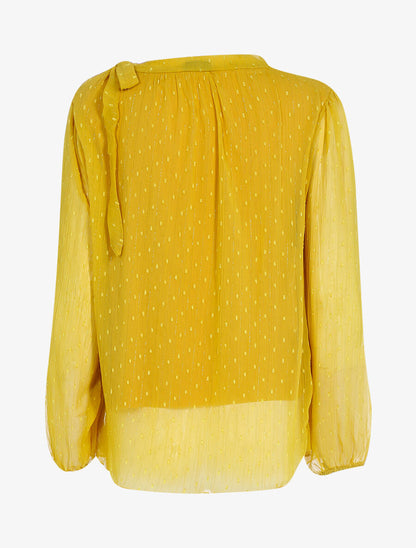 Blouse en voile une épaule à nouer - Moutarde - 2