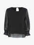 Blouse en voile poignets élastiqués - Noir - 1