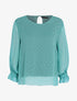 Blouse en voile poignets élastiqués - Turquoise - 1