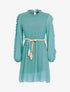Robe en voile fin et manches volantées - Vert d&