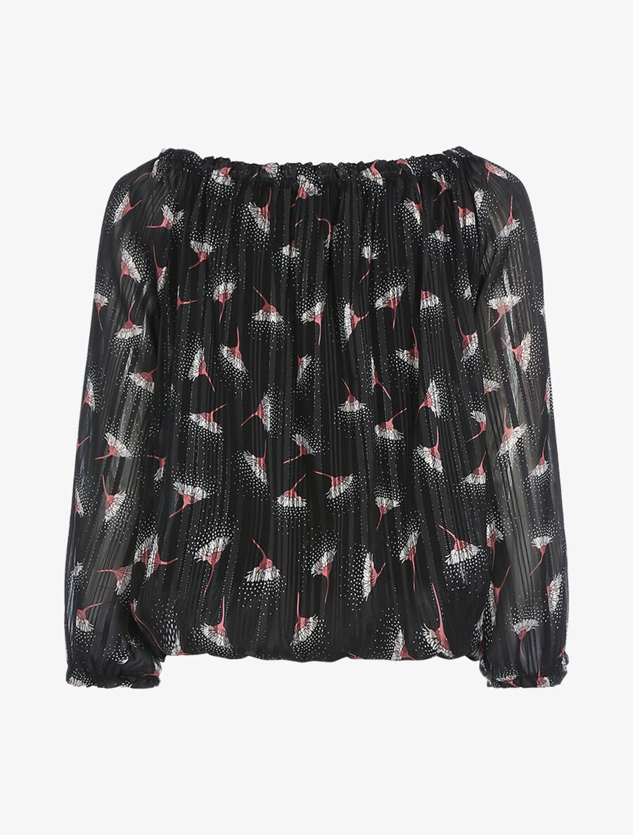 Blouse à imprimé pissenlits - Noir - 2