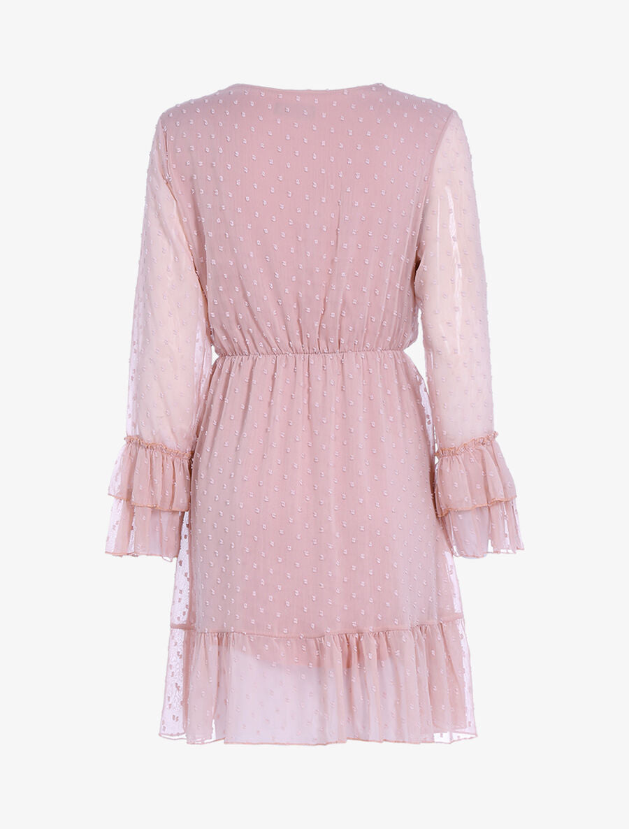 Robe fluide mouchetée - Rose - 2