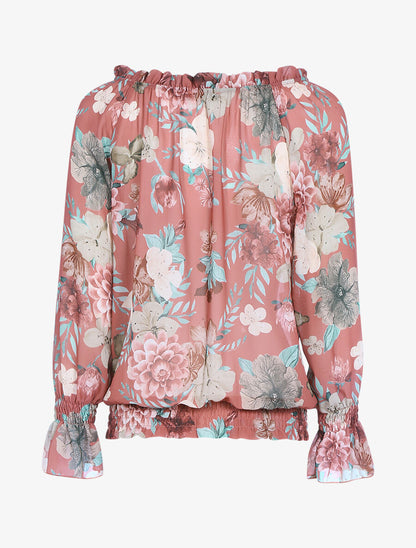 Blouse transparente bas de taille élastiquée - Rose foncé - 2