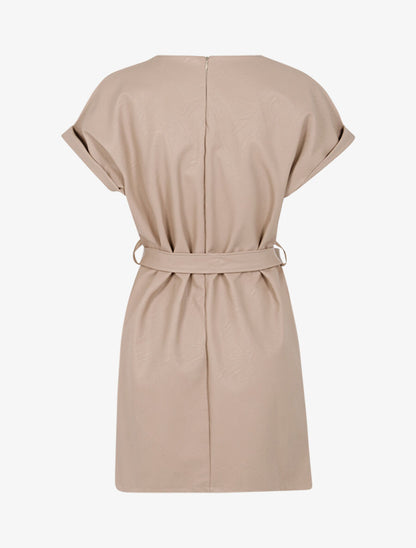 Robe en simili avec ceinture style banane - Beige - 2