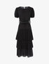 Robe à pois et volants - Noir - 1