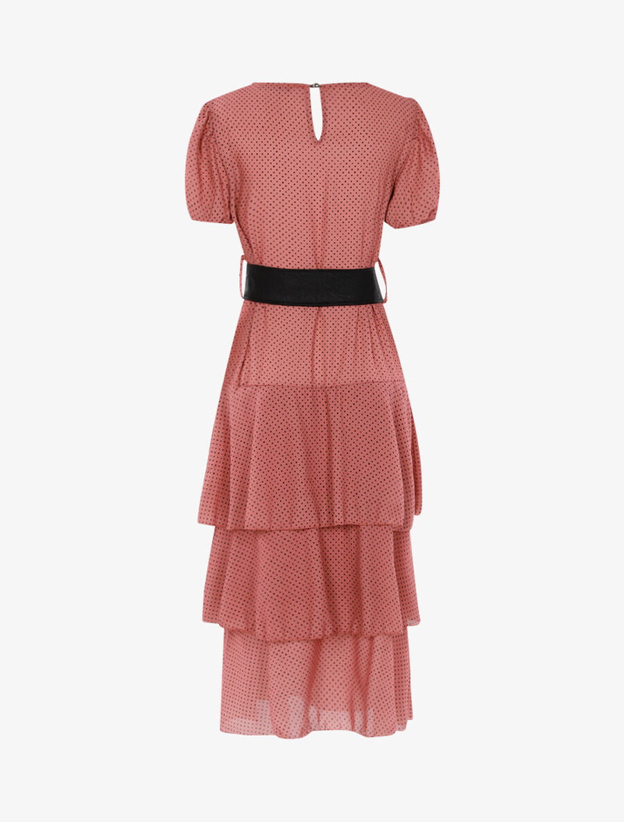Robe à pois et volants - Rose foncé - 2