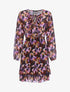 Robe fleurie à volants - Noir/violet - 1