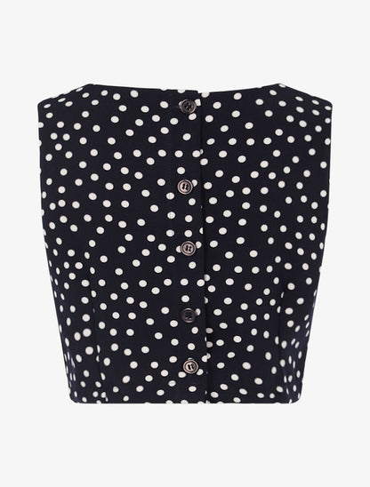 Crop top à imprimé pois - Marine - 2