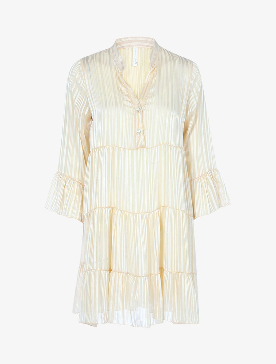 Robe trapèze volantée - Beige - 1