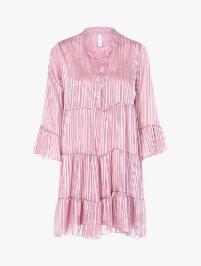 Robe trapèze volantée - Rose - 1