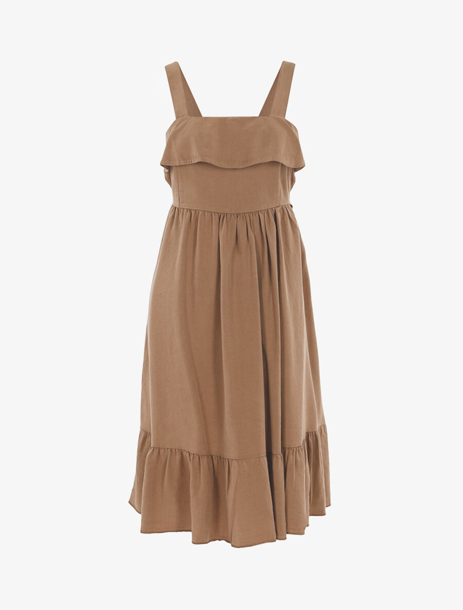 Robe à bord volanté - Camel - 1