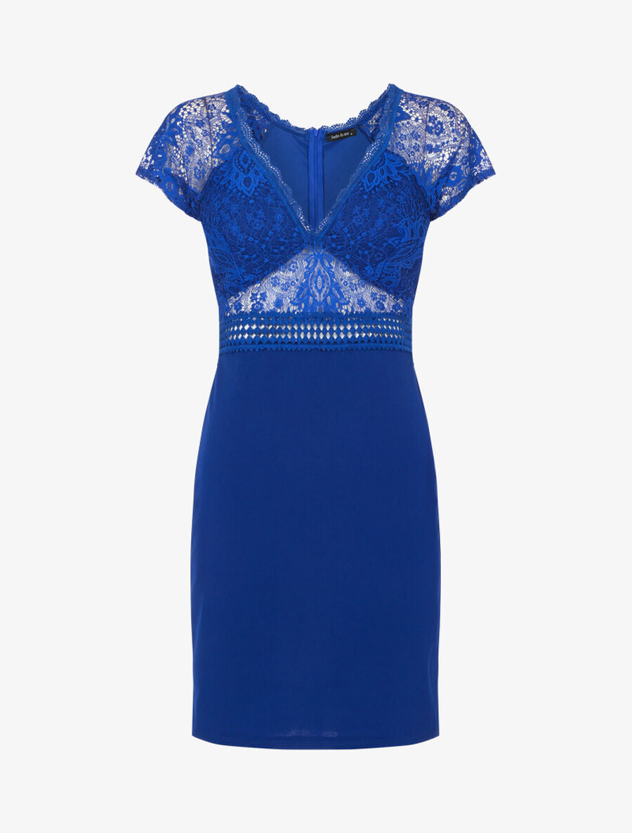 Robe fourreau à buste ajourée - Bleu roi - 1