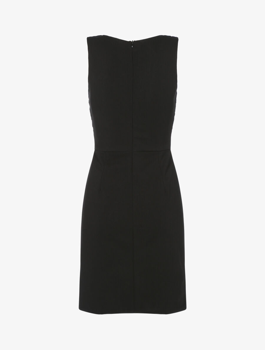 Robe fourreau buste dentelle et bas boutonné - Noir - 2