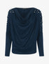 Pull fin bénitier à épaules perlées - Bleu nuit - 1