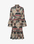 Robe volantée à col montant - Beige - 1
