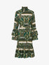 Robe volantée à col montant - Vert foncé - 1