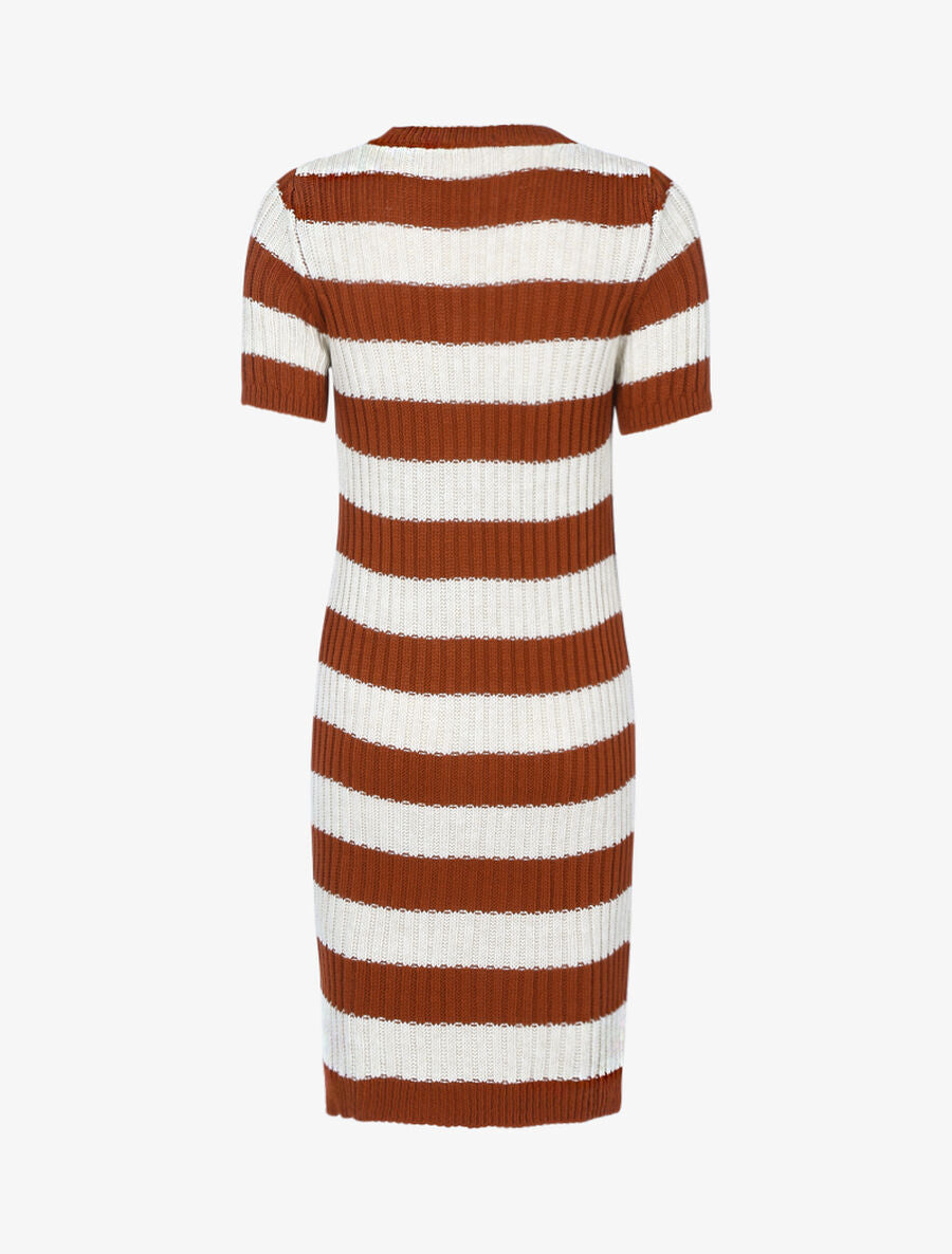 Robe pull à rayures - Brique/beige - 2