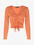 Crop top satiné à cordon de serrage - Orange - 1