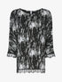 Top oversize à bords dentelle et imprimé graphique - Blanc/noir - 1