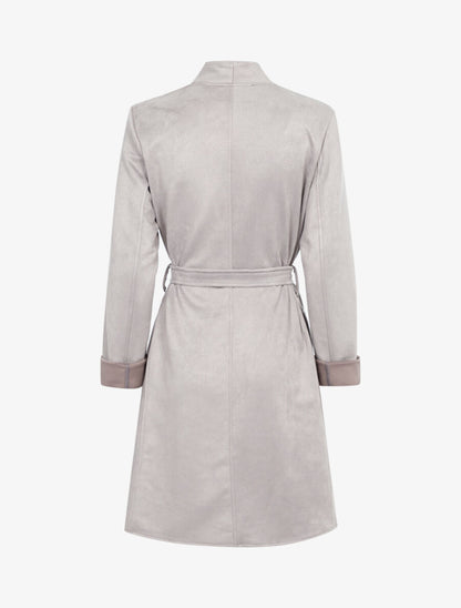 Manteau oversize en suédine - Gris clair - 2
