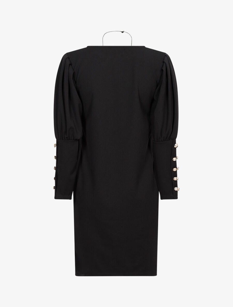 Robe à manches bishop drapées - Noir - 2