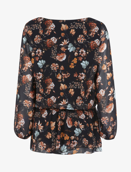Top style tunique fleurie - Noir - 2