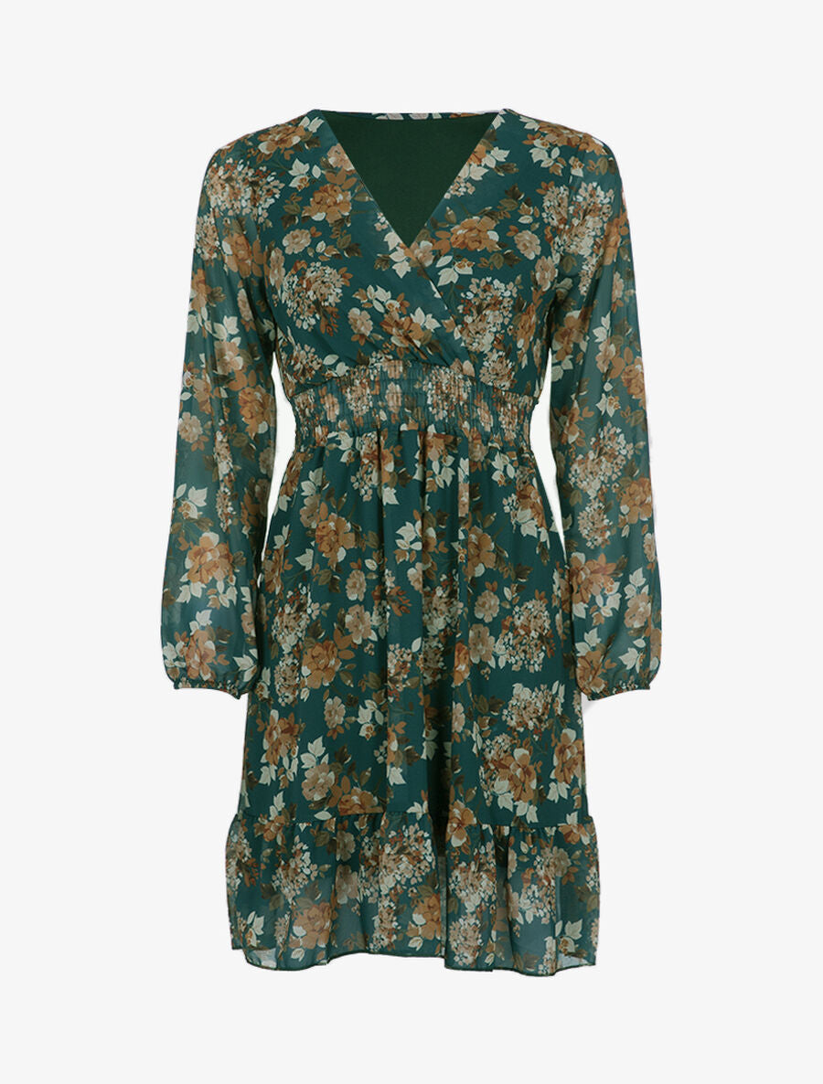 Robe cache coeur à imprimé floral - Vert - 1
