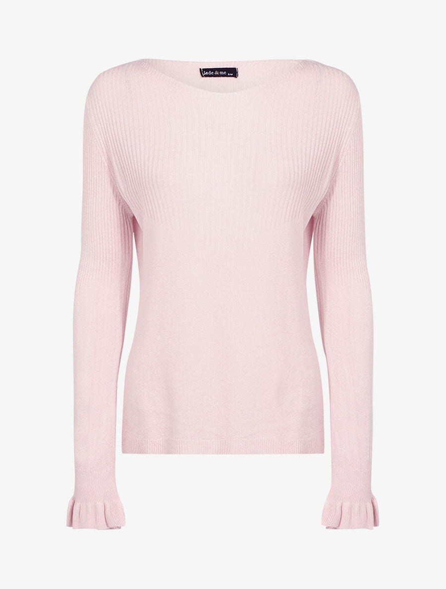 Pull à manches volantées - Rose - 1
