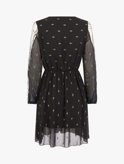 Robe à imprimé losanges irisés - Noir - 2