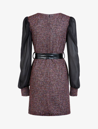 Robe en maille texturée multicolore - Rouge - 2