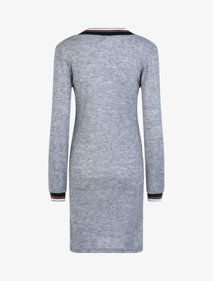 Robe en maille à bords contrastants - Gris foncé - 2