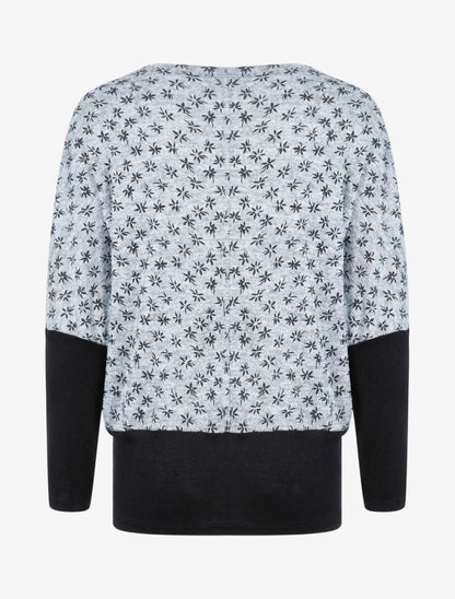 Pull chauve souris à imprimé petites fleurs - Gris clair - 2