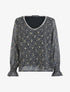 Blouse à imprimé tacheté et feuilles - Noir - 1