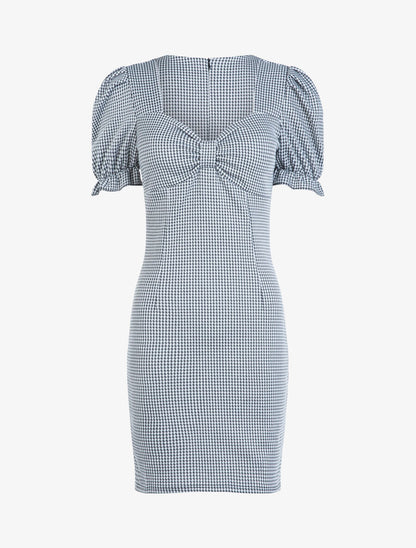 Robe fourreau à petits carreaux - Noir - 1