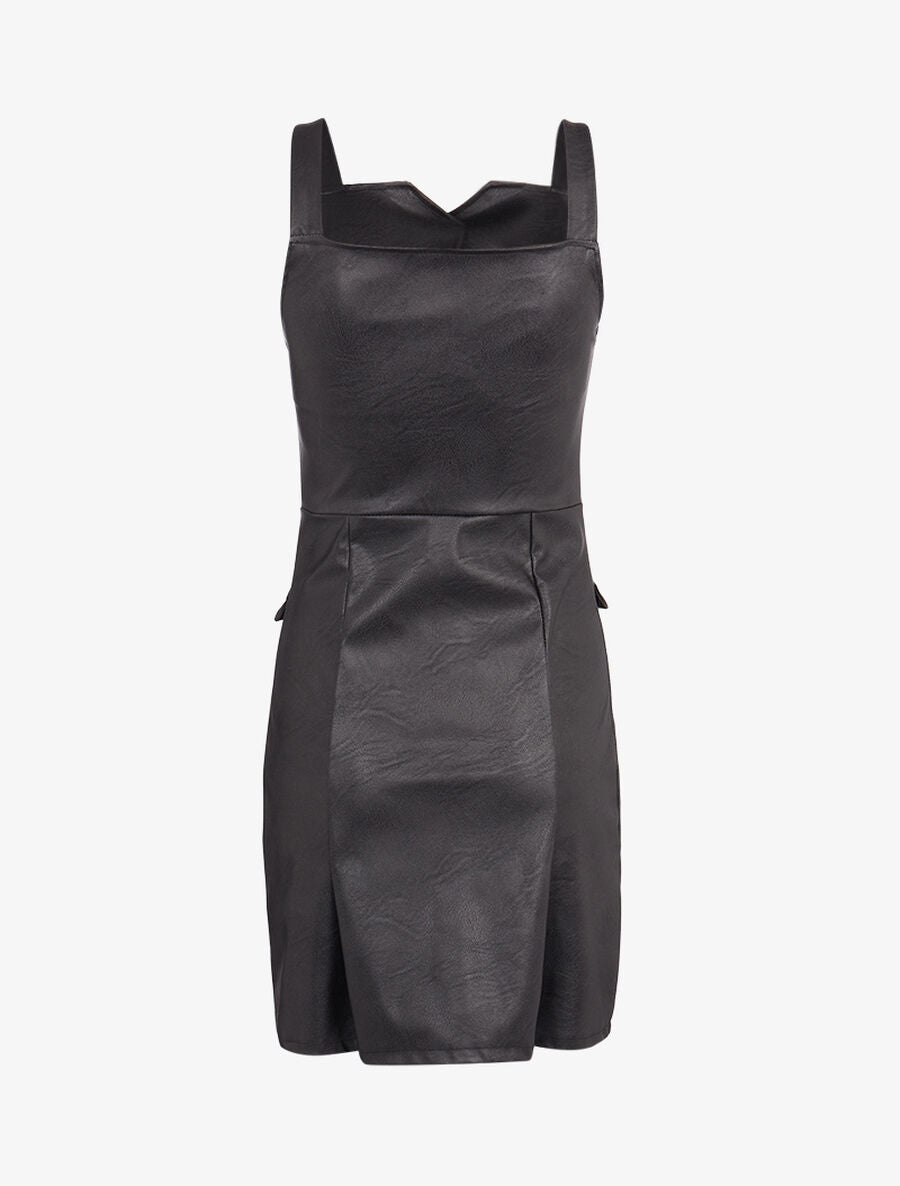 Robe chasuble en simili - Noir - 2