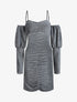 Robe pailletée à épaules nues - Argent - 1