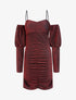 Robe pailletée à épaules nues - Rouge - 1
