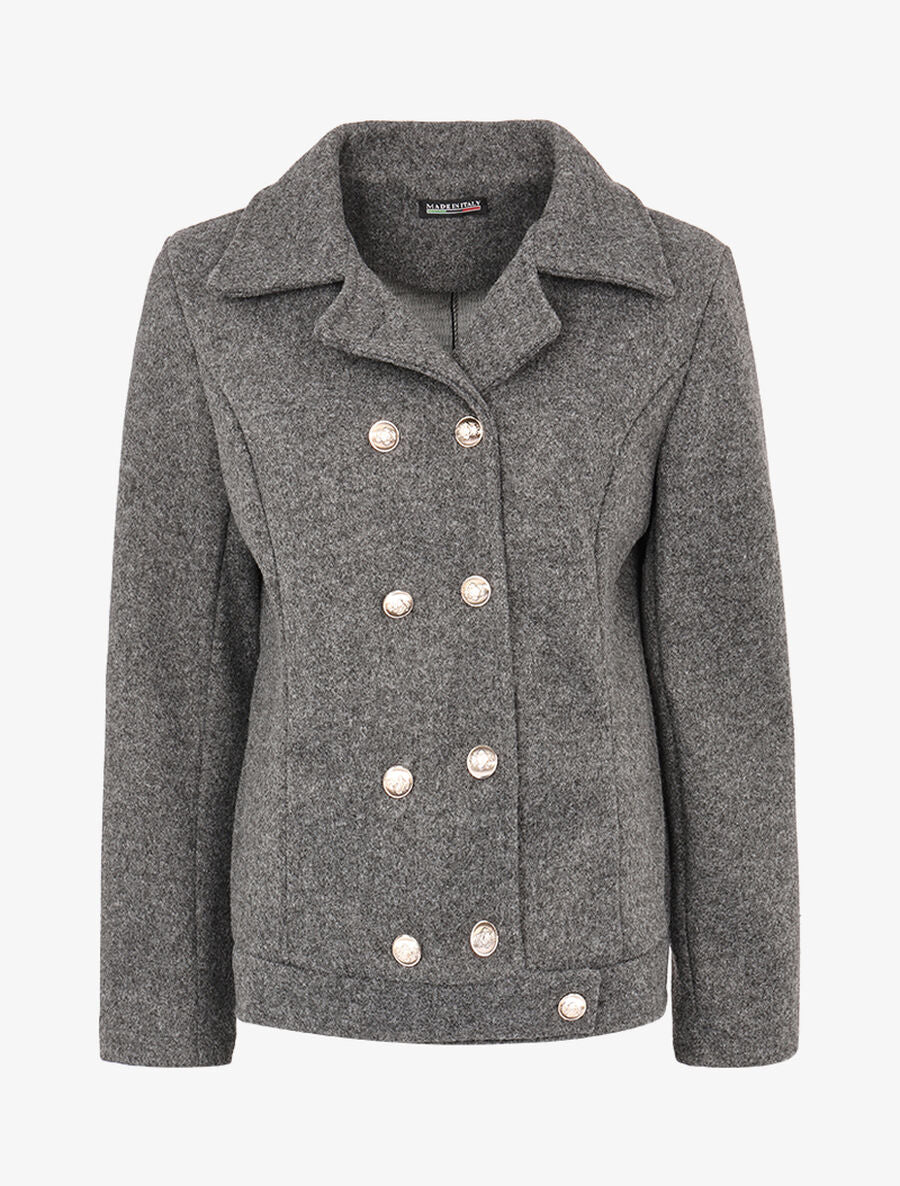 Veste en feutre à boutonnières - Gris clair - 1